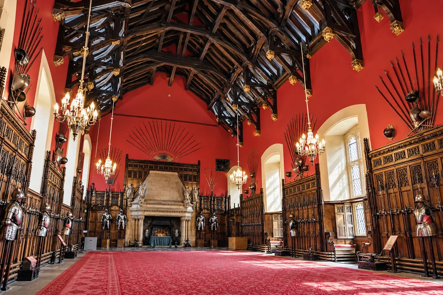 The hammerbeam roof inside the Great Hall at Edinburgh Castle
