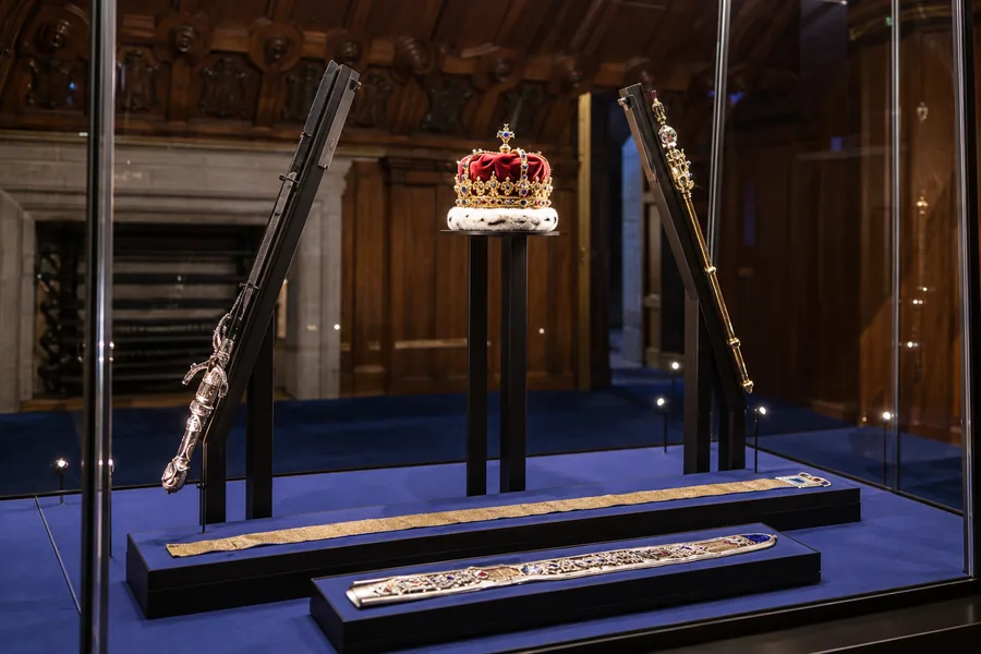 The crown, sceptre and sword of state of the Honours of Scotland